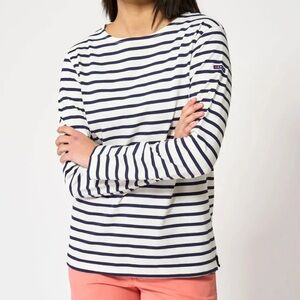 Batela Spain Women’s Navy & White Nautical Striped Long Sleeve Tee Shirt 42 M 10